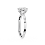 Silver ring with a diamond on a white background