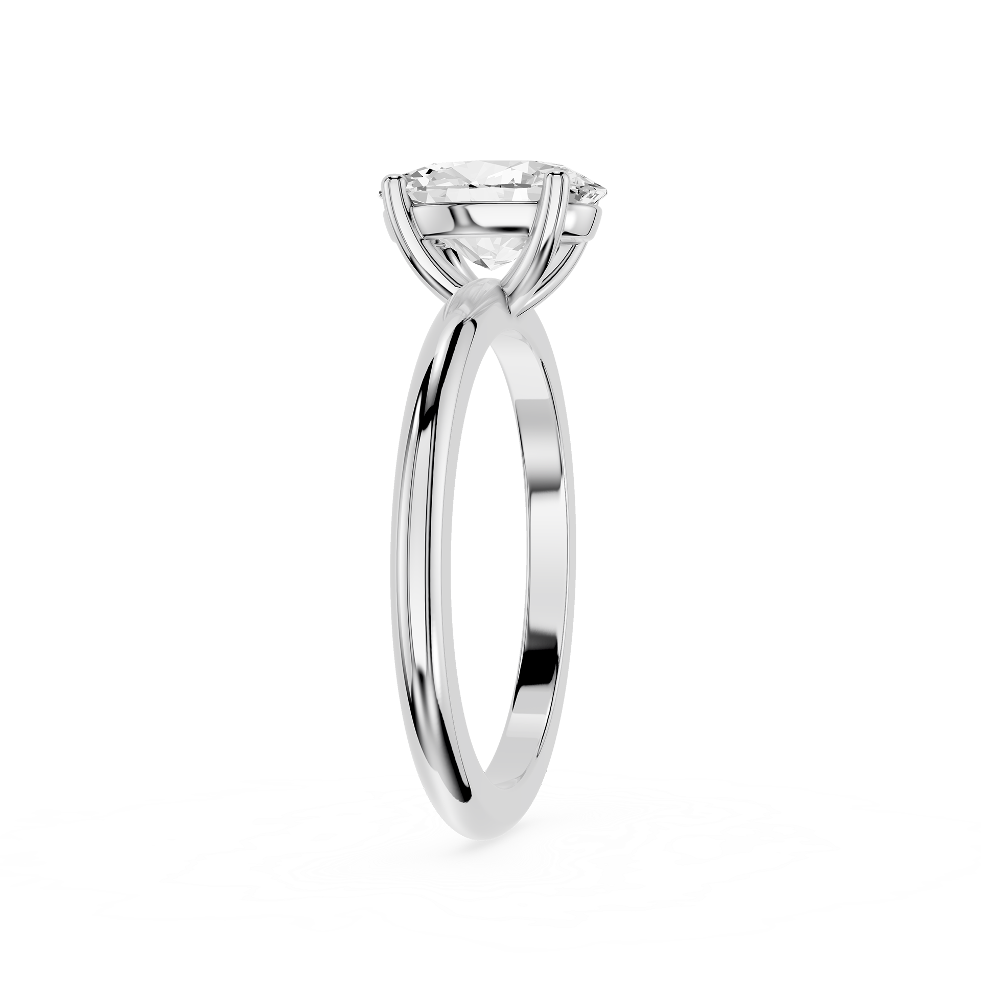 Silver ring with a diamond on a white background