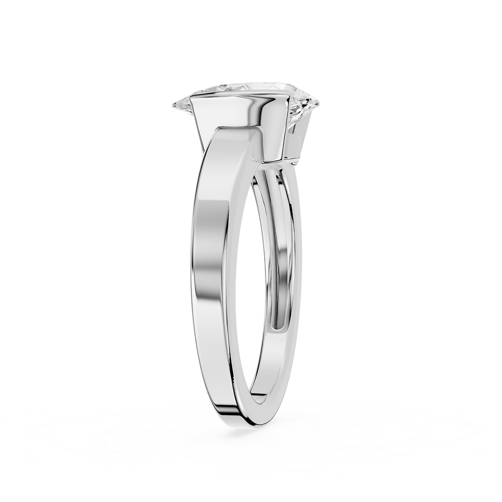 Silver ring with a diamond on a white background