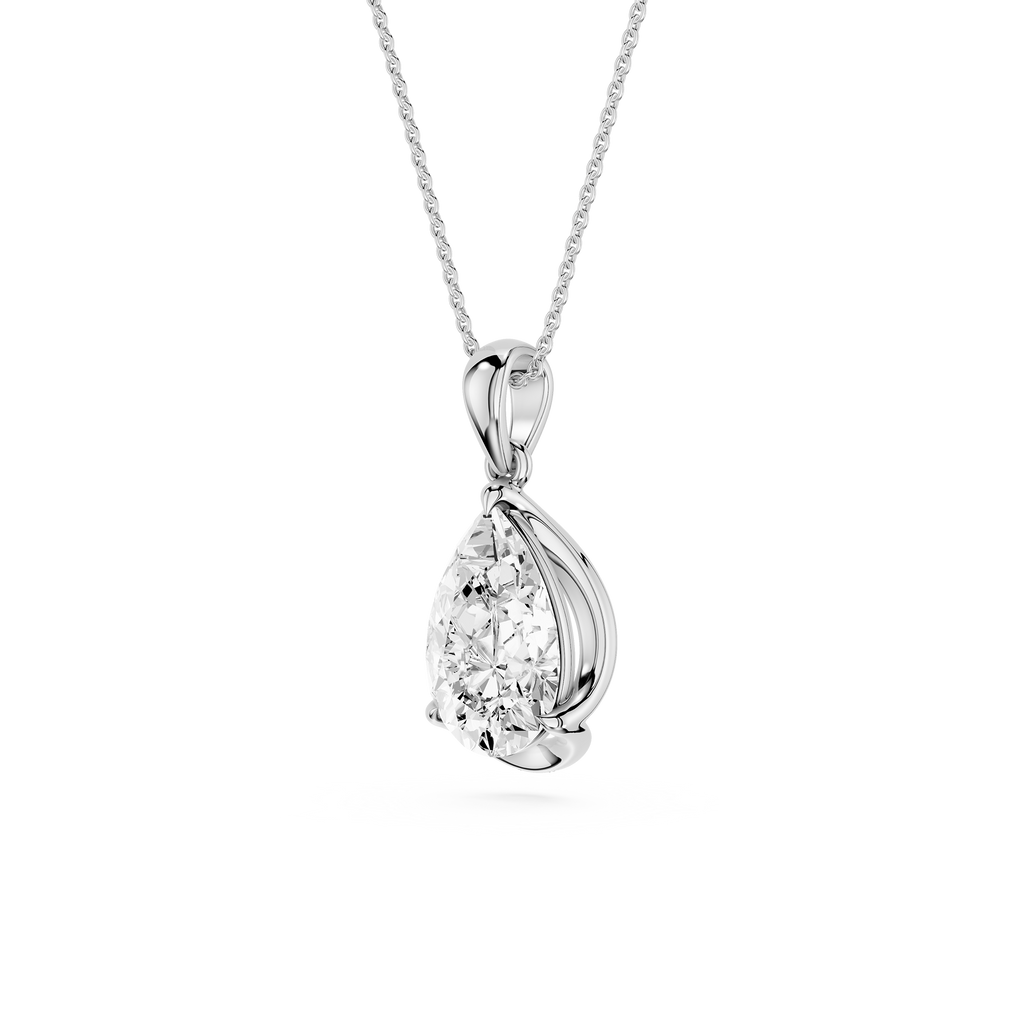 Diamond teardrop pendant on a white background