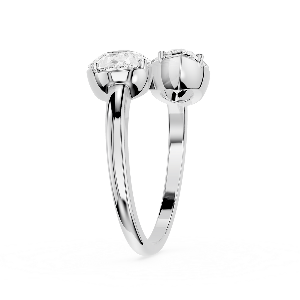 Silver ring with a diamond on a white background