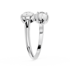 Silver ring with a diamond on a white background