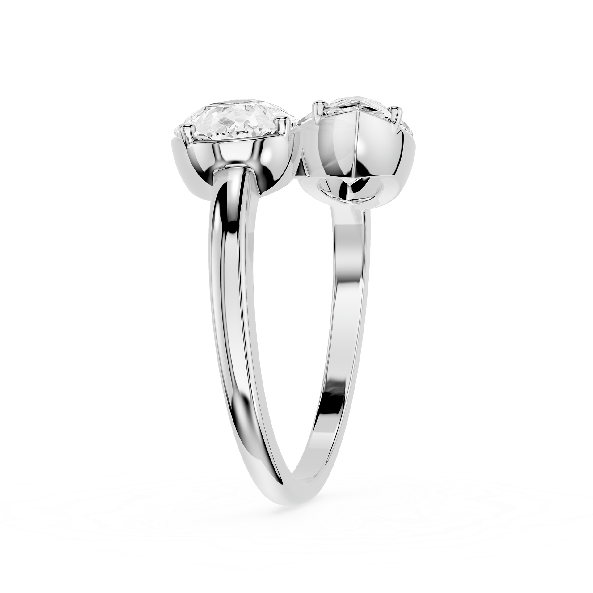 Silver ring with a diamond on a white background
