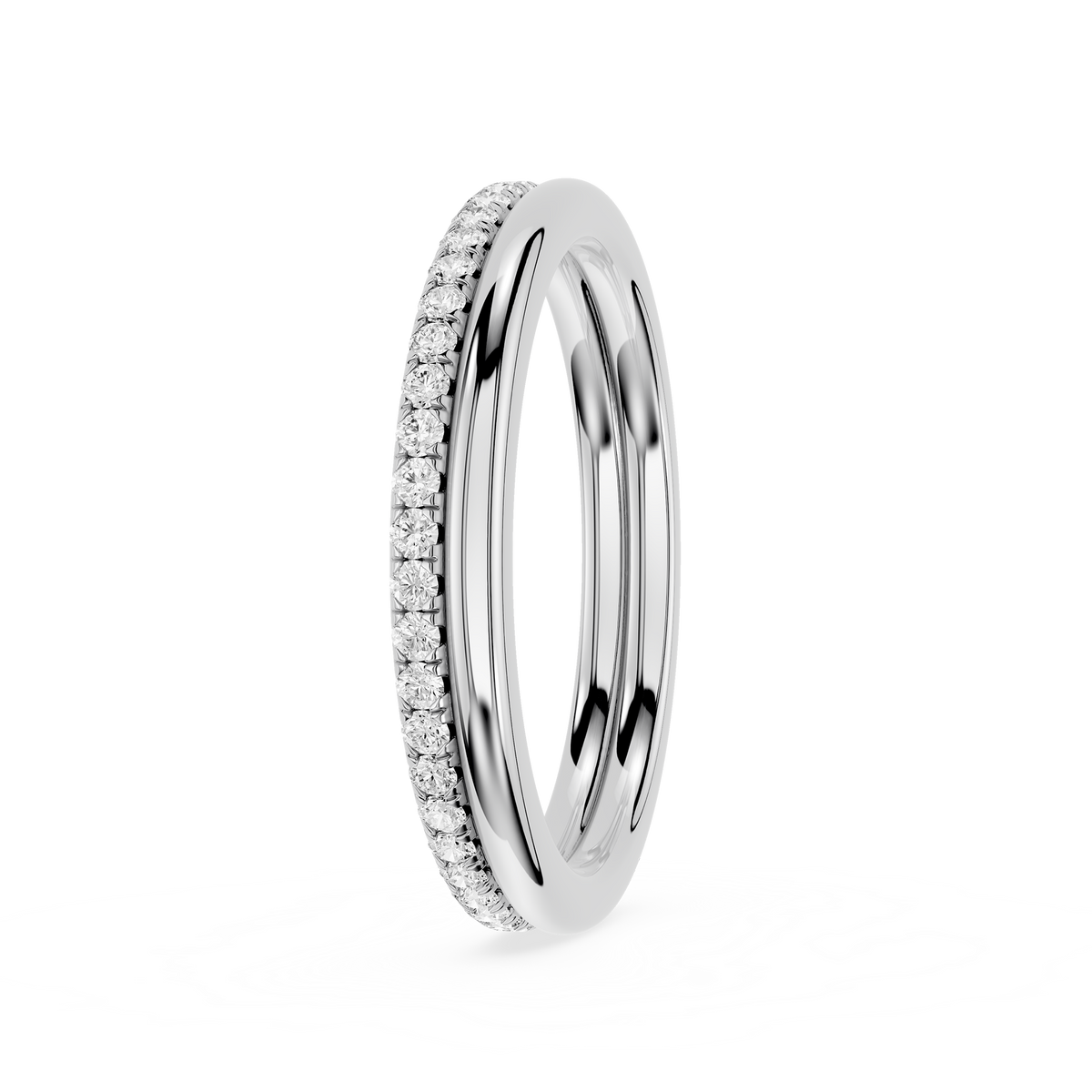 White Gold Diamond Band Featuring Round Brilliant Lab Created Stones, Bridal Ring, Wedding Jewelry, Anniversary Band