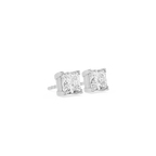 Pair of diamond stud earrings on a white background