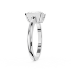 Silver ring with a diamond on a white background