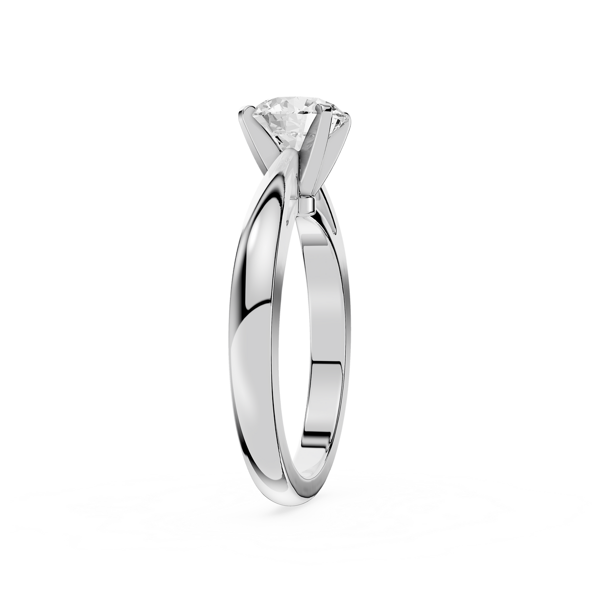 White Gold Round Cut Knife Edge Lab Diamond Solitaire Engagement Ring