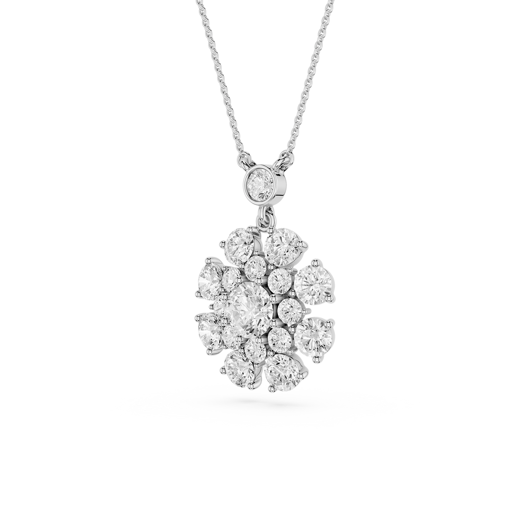 Diamond necklace on a white background