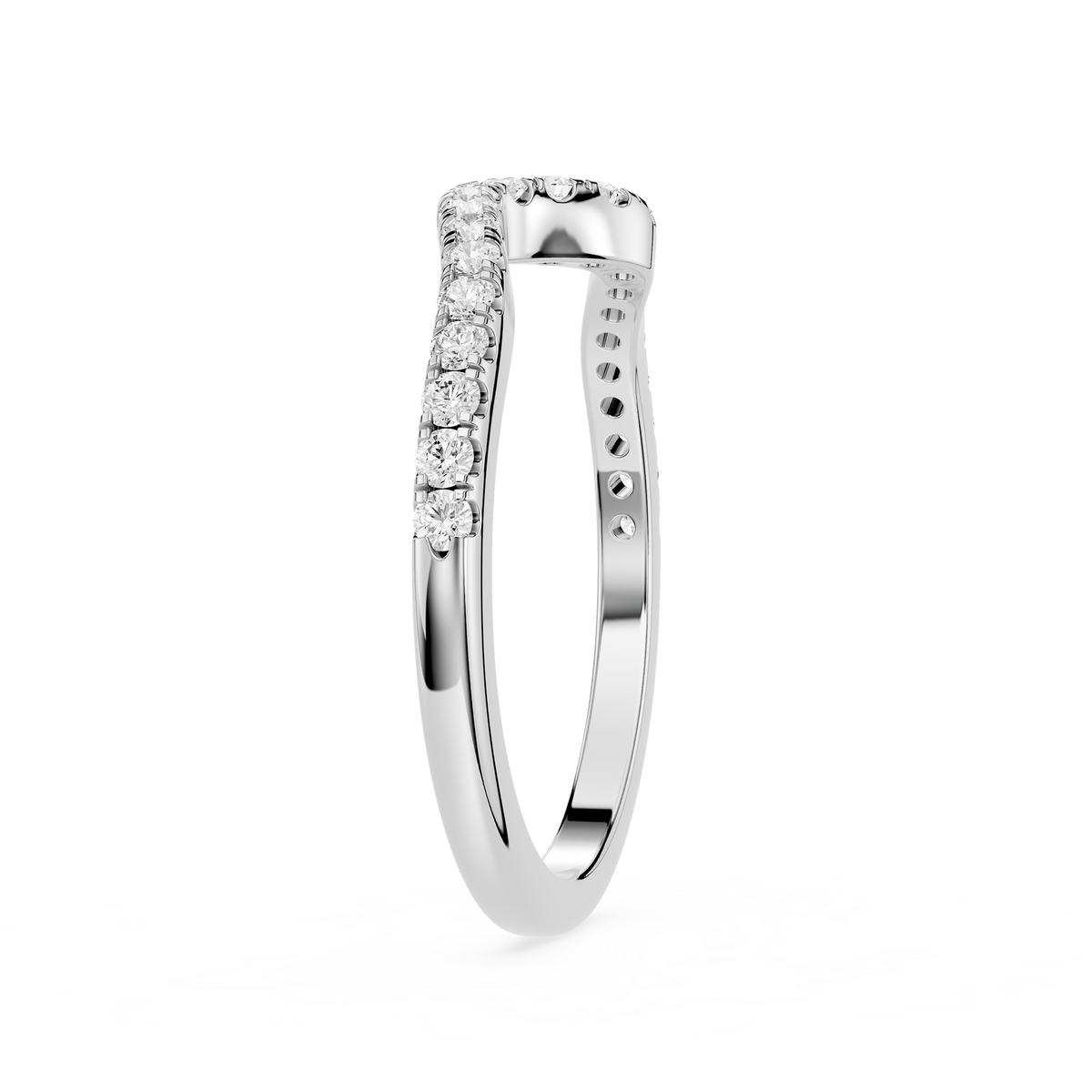 Round Cut Lab Diamond Wave Wedding Band for Ring Stacking