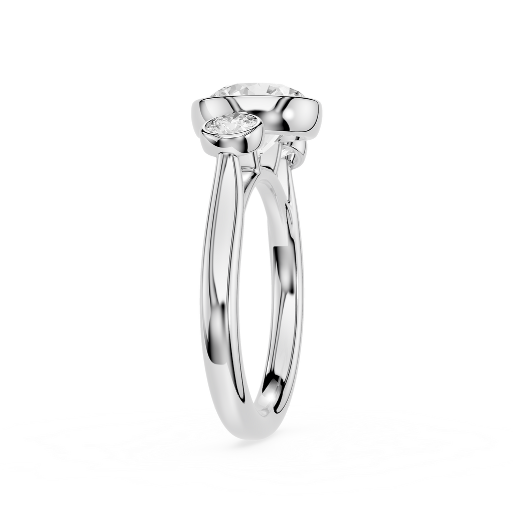Rose gold ring with a diamond on a white background