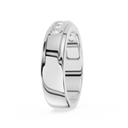 Silver ring with a diamond on a white background