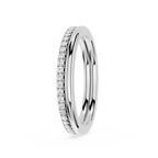 A polished silver-tone eternity ring featuring a half-channel diamond setting on one side and a smooth, polished inner channel on the other, shown on a clean white background.