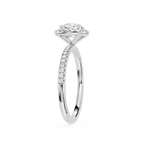 Diamond ring with a white gemstone on a white background