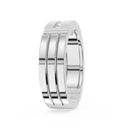 Silver ring with a diamond on a white background