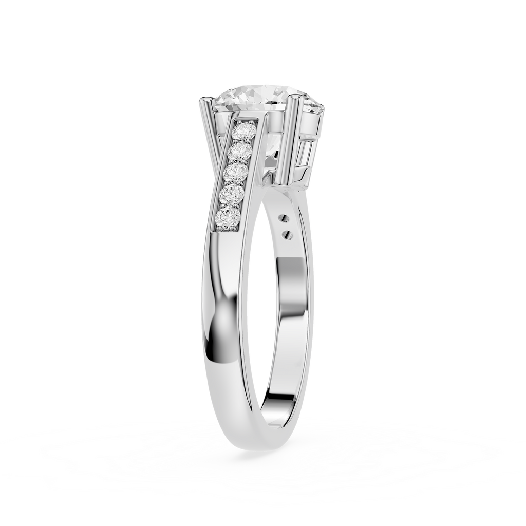 Round Cut Lab Grown Diamond Split Shank Engagement Ring