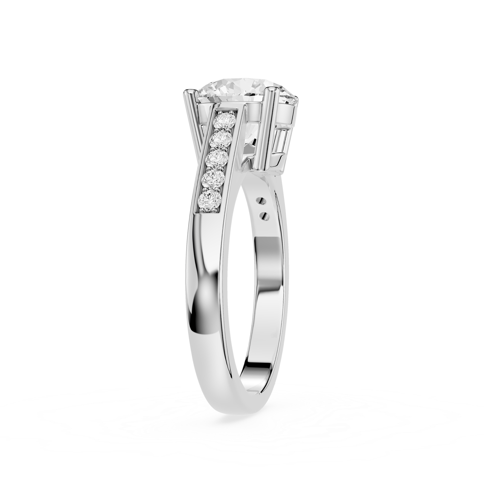 Round Cut Lab Grown Diamond Split Shank Engagement Ring