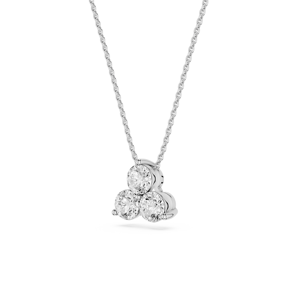 Diamond necklace with a heart-shaped pendant on a white background