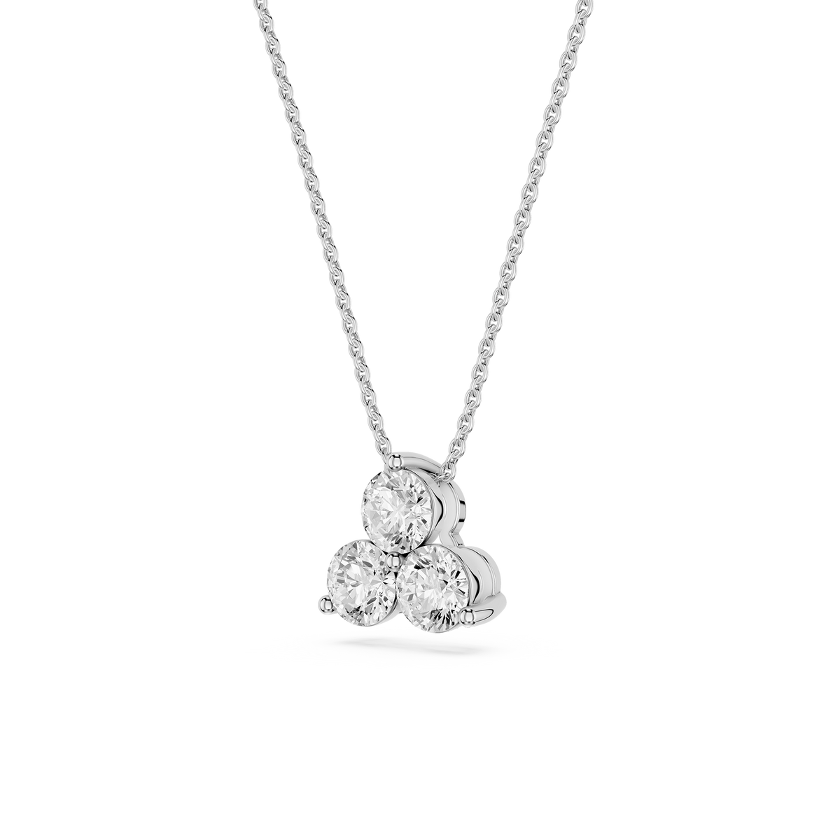 Diamond necklace with a heart-shaped pendant on a white background