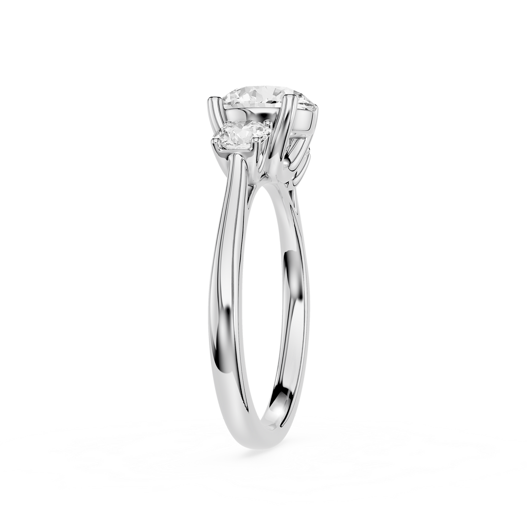 Diamond ring with a white gemstone on a white background