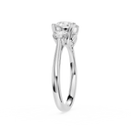 Diamond ring with a white gemstone on a white background