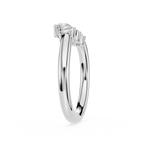 Silver ring with a diamond on a white background
