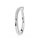 Silver ring with small diamonds on a white background