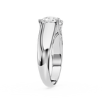Silver ring with a diamond on a white background