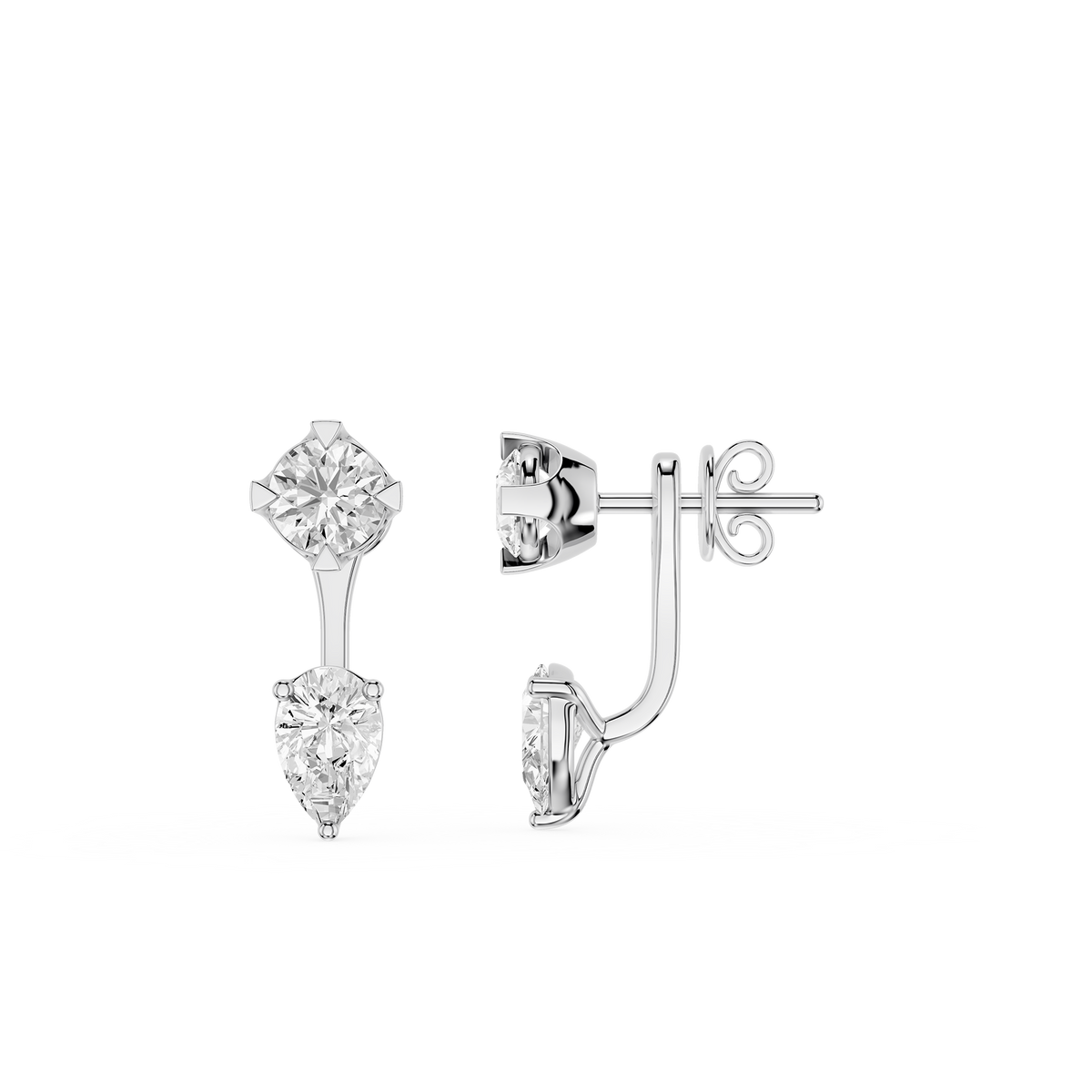 Diamond earrings on a white background