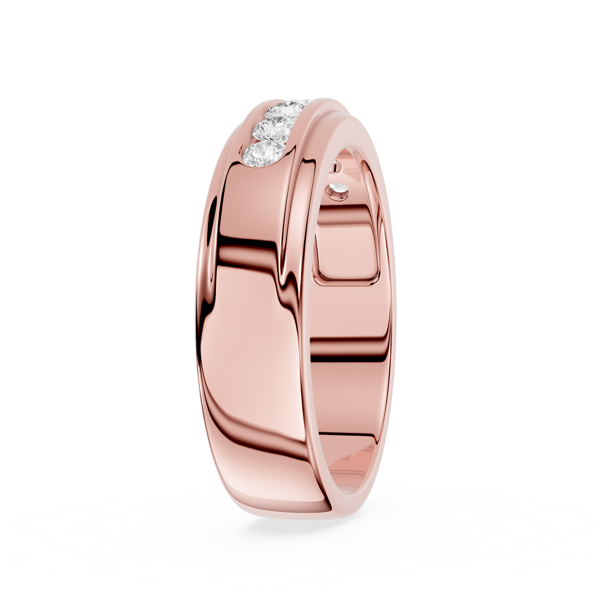 Rose gold Wide Round Cut Lab Grown Diamond Channel Set Wedding Band