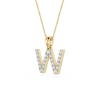 Side View Of Custom Letter W Pave Lab Grown Diamond Pendant Standard Bail