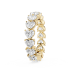 Gold earring with heart-shaped diamonds on a white background