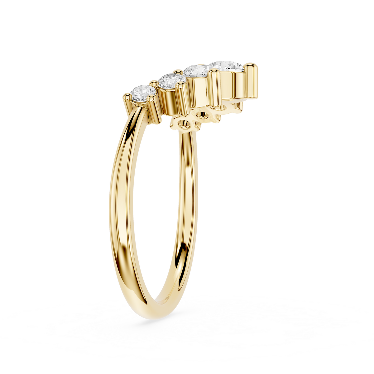 Graduated Round Cut Lab Diamond Curved Wedding Band