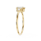 Gold ring with a diamond on a white background