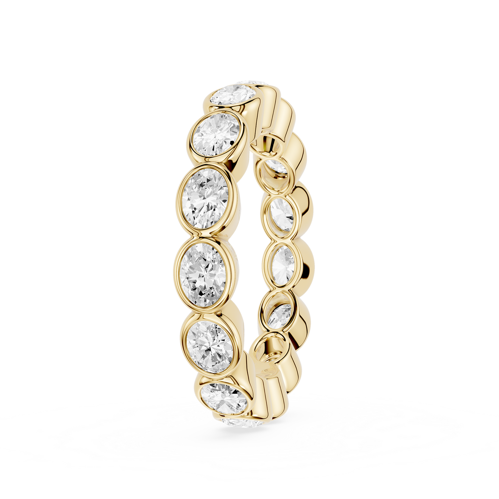 Rose gold ring with a diamond on a white background