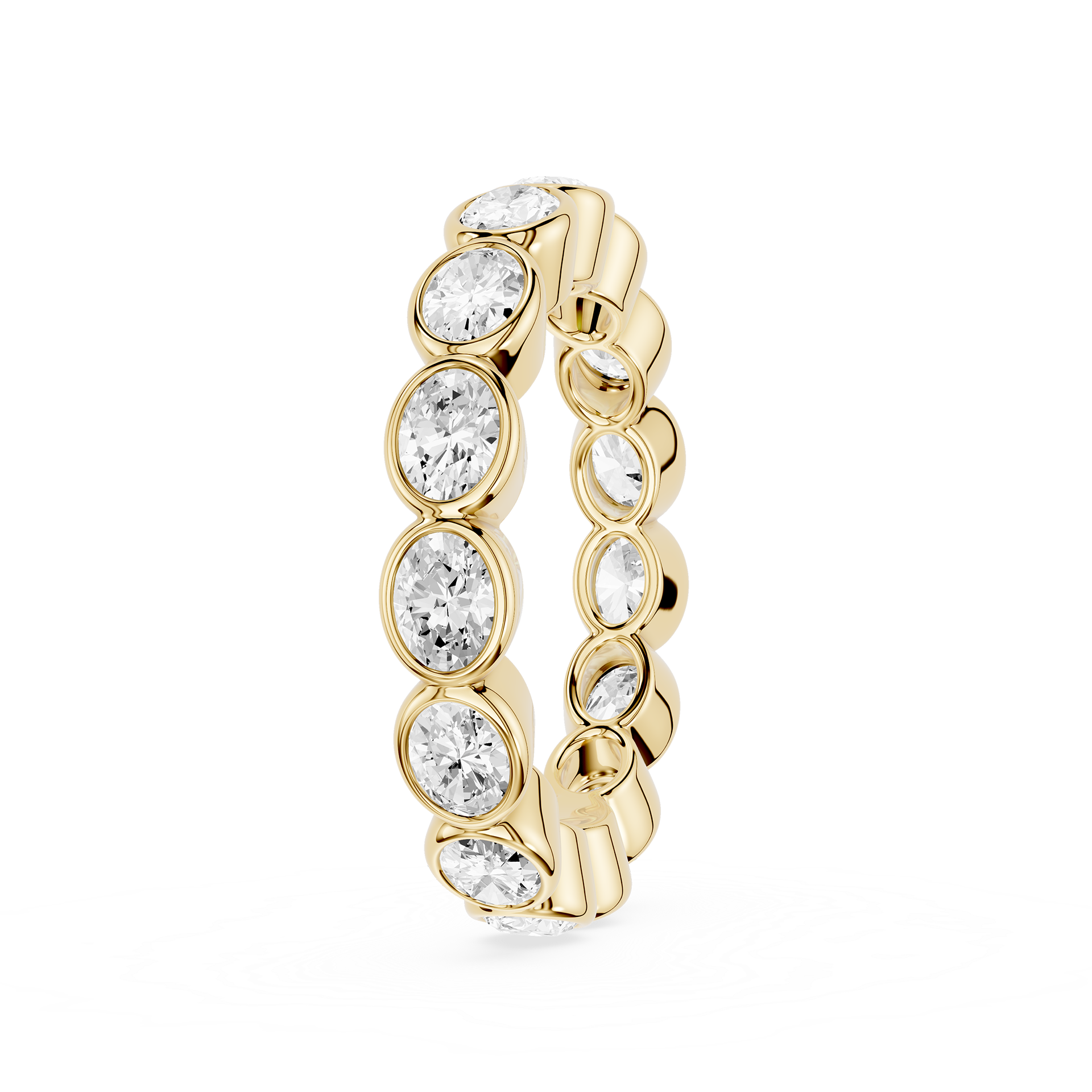 Rose gold ring with a diamond on a white background
