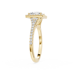 Gold ring with a diamond on a white background