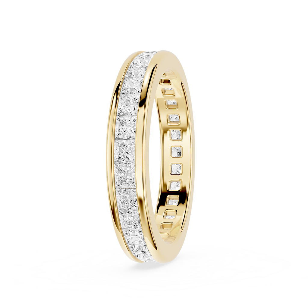 Princess Cut Lab Diamond Channel Set Eternity Wedding Band