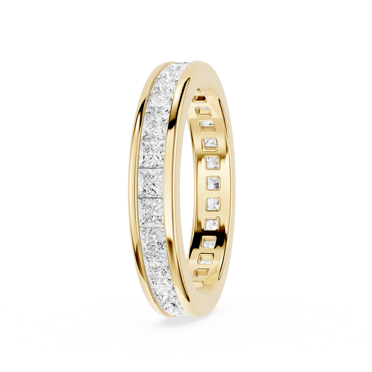 Princess Cut Lab Diamond Channel Set Eternity Wedding Band