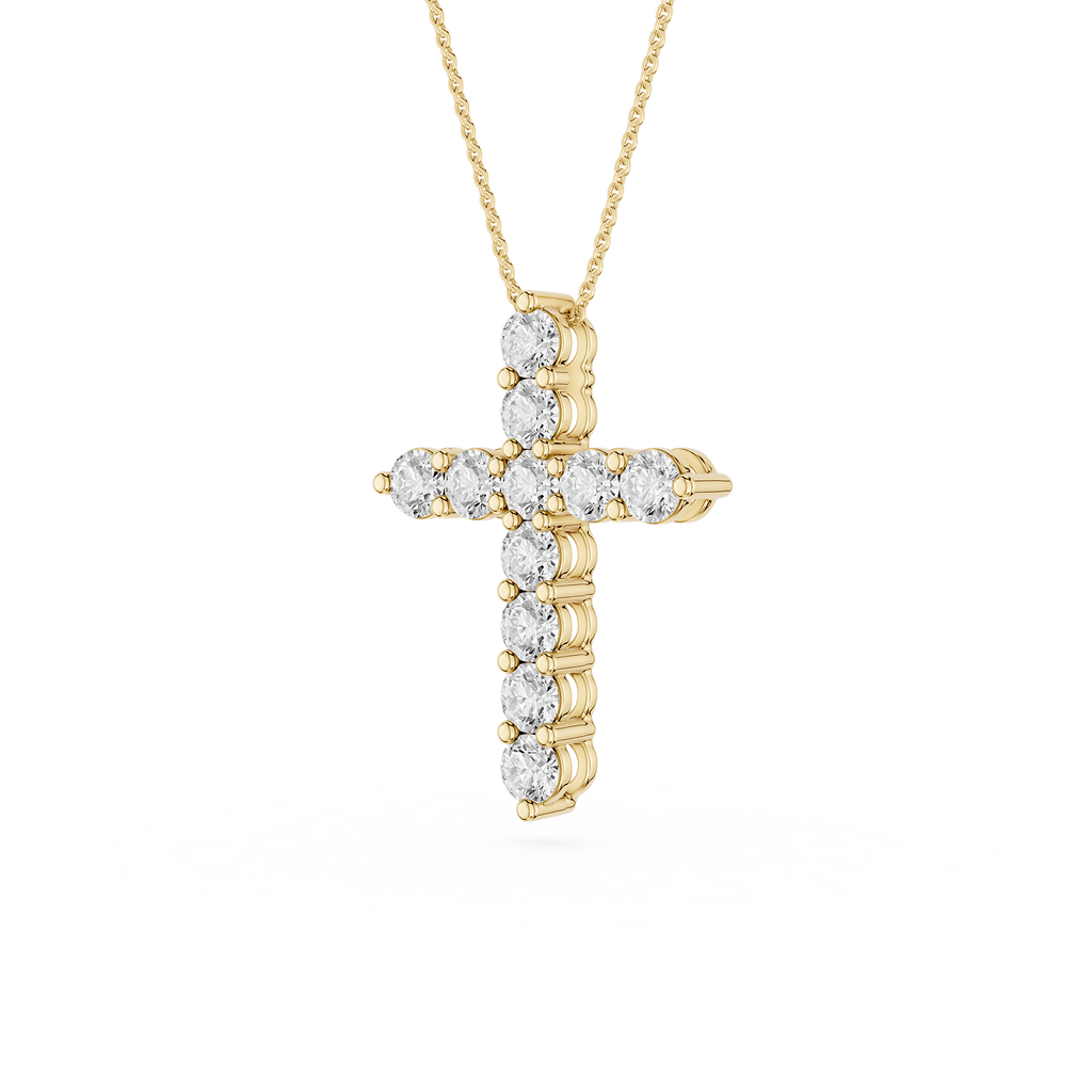 Round Cut Lab Grown Diamond Solitaire Cross Pendant