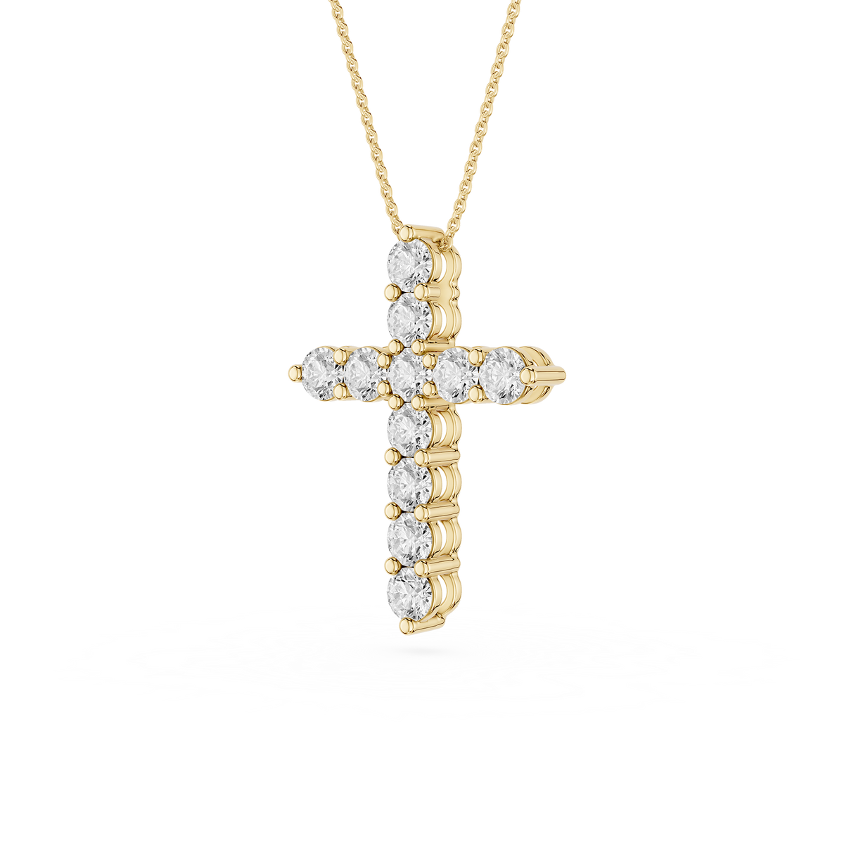 Round Cut Lab Grown Diamond Solitaire Cross Pendant