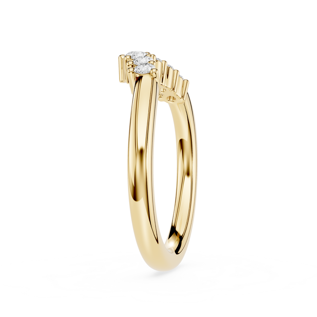 Gold ring with a diamond on a white background