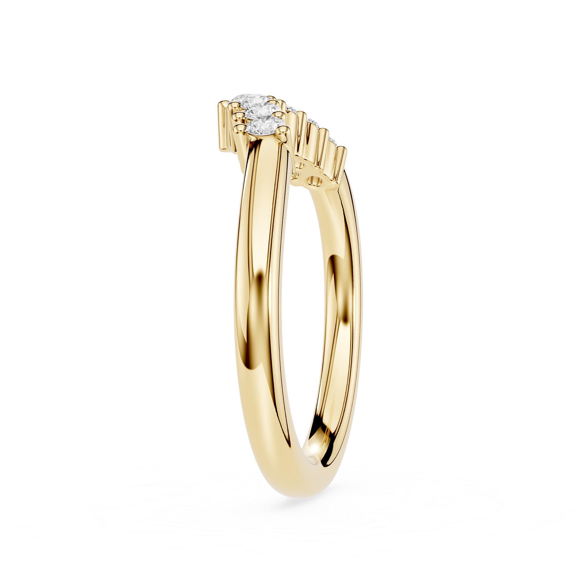 Gold ring with a diamond on a white background