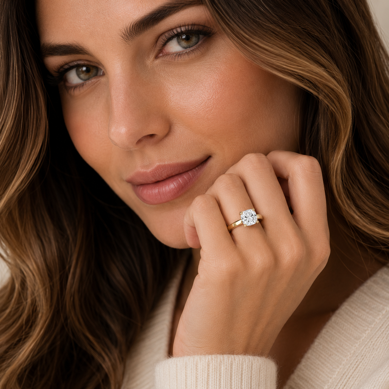 Cushion Cut Lab Grown Diamond Engagement Ring