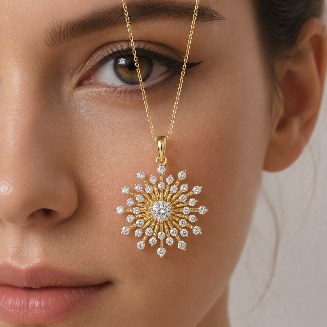Sunburst Lab Grown Diamond Pendant for Women
