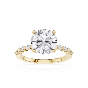 Front view of Round Cut Lab Grown Diamond Cathedral Ring