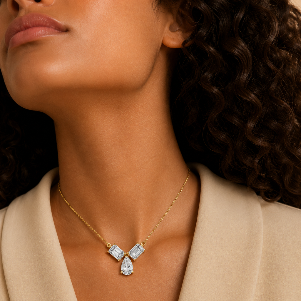 Trio Diamond Drop Lab Grown Pendant
