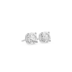 Pair of diamond stud earrings on a white background