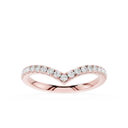 Rose gold ring with diamonds on a white background