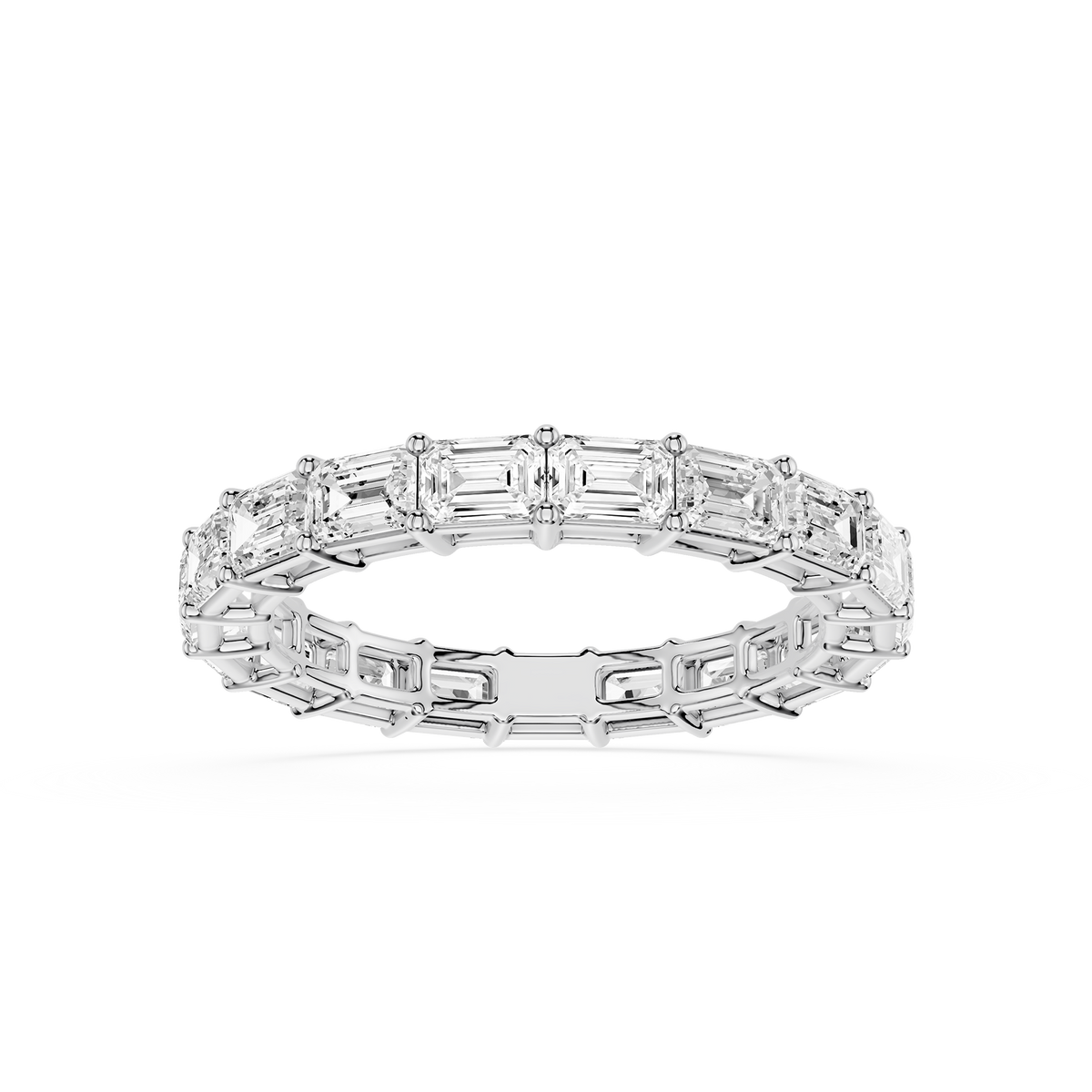 White Gold Wedding Band with Round Diamonds, Eternal Circle Ring, Women's Fine Jewelry