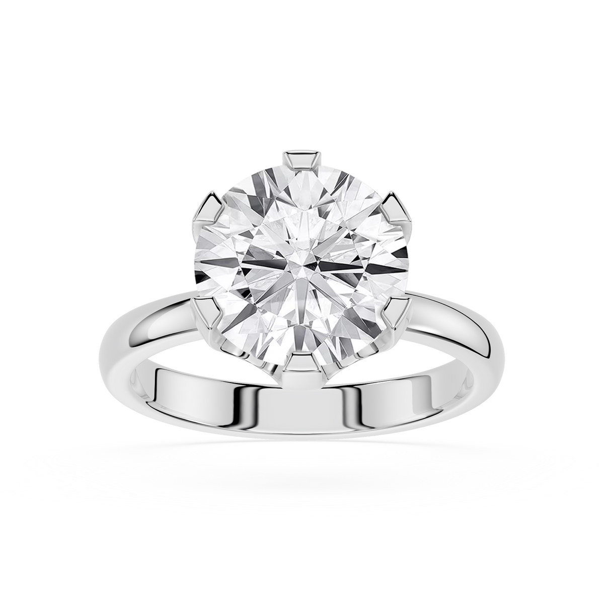 White gold engagement ring featuring a round brilliant lab grown diamond